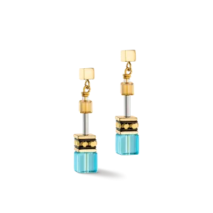 GeoCUBE® Iconic earrings gold turquoise