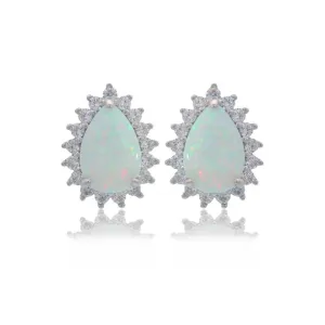 Georgini Opal Glow Rozelle White Opal Earrings - Silver