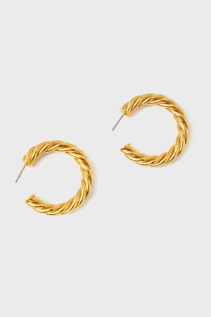 Gold French Twist Large Hoop Earrings