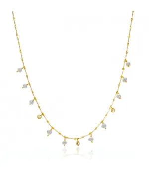 Gregio Tiny Shiny Necklace W/ Cz & Pearls