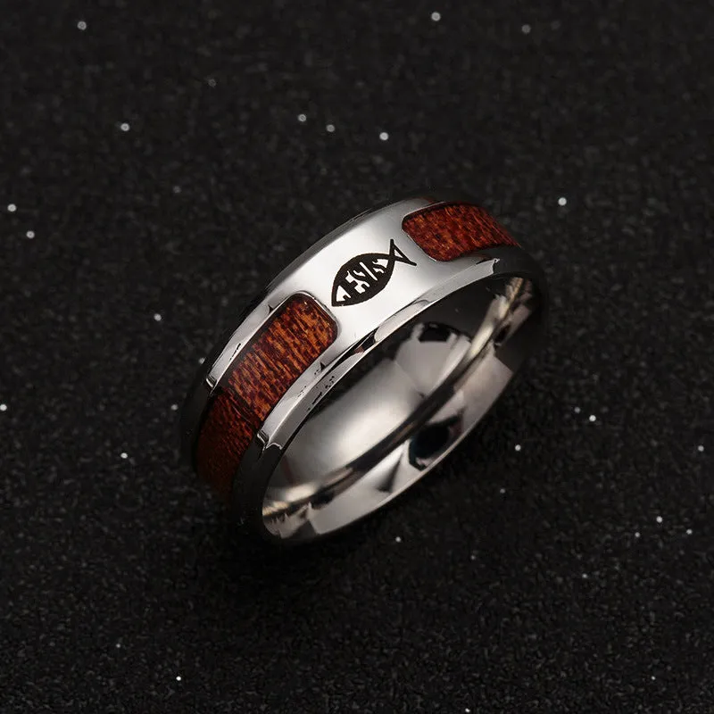 Half Circle Wood Grain Rings - Men's Wholesale Jewelry Collection