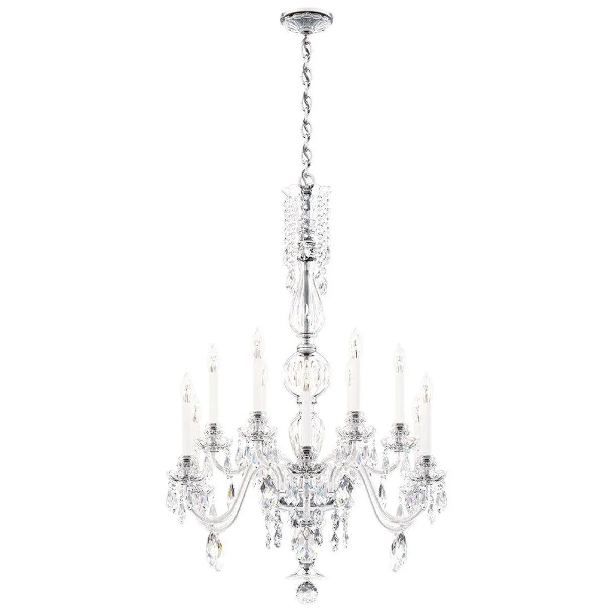 Hamilton Nouveau 12 Light Silver Chandelier with Clear Heritage Crystals