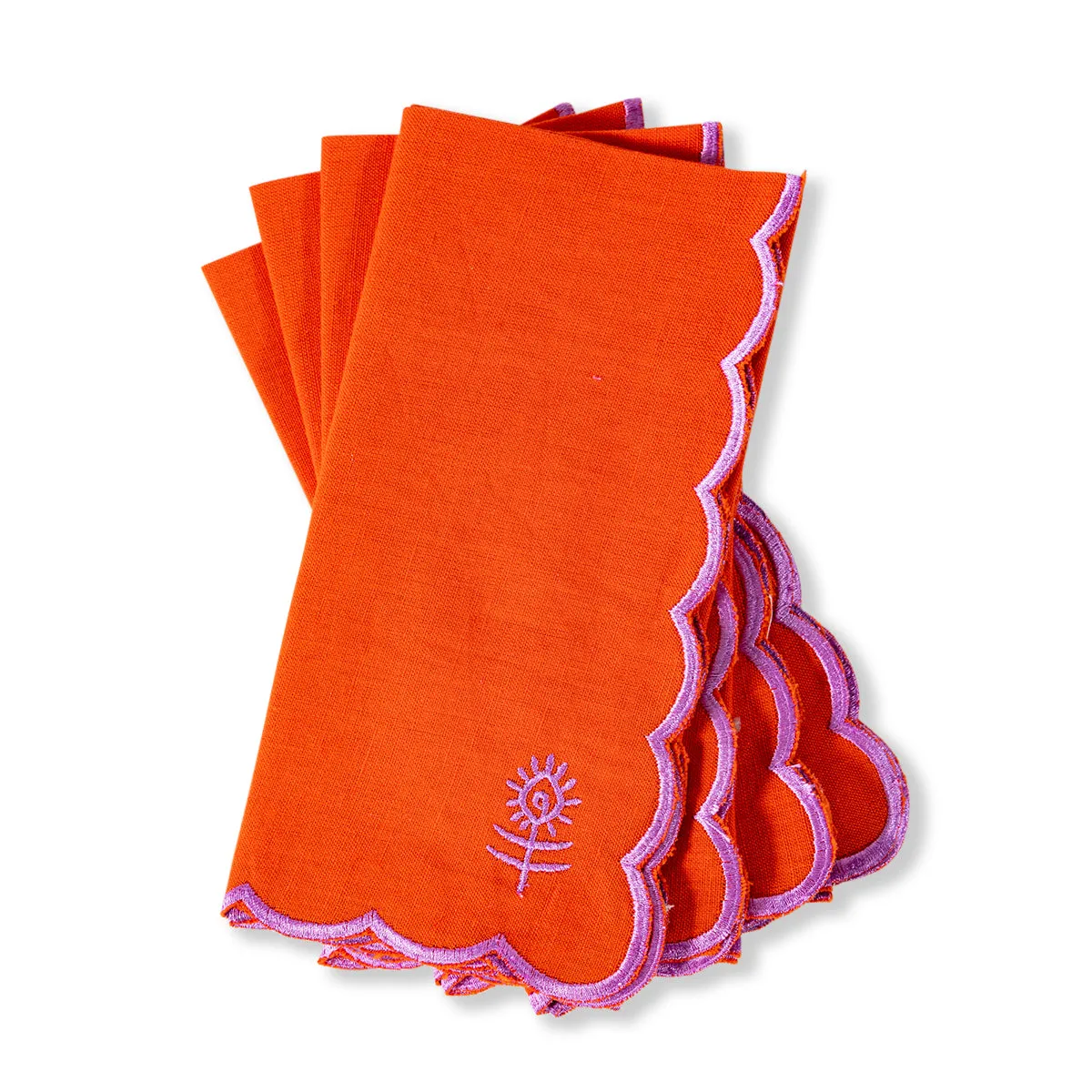 Icon Linen Napkins 4pc Set - Orange/Lilac