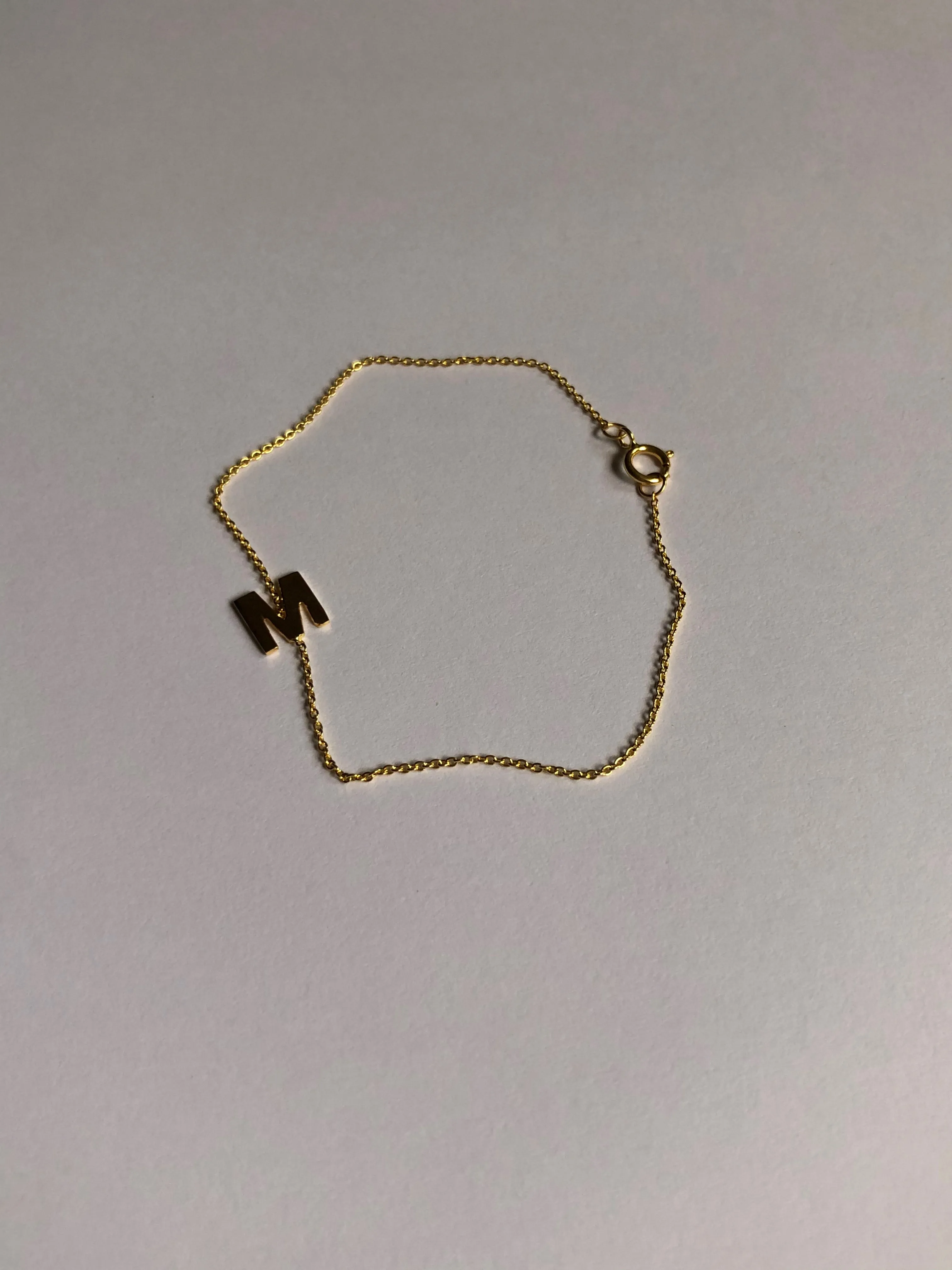 Initial Bracelet, Solid 18k Gold