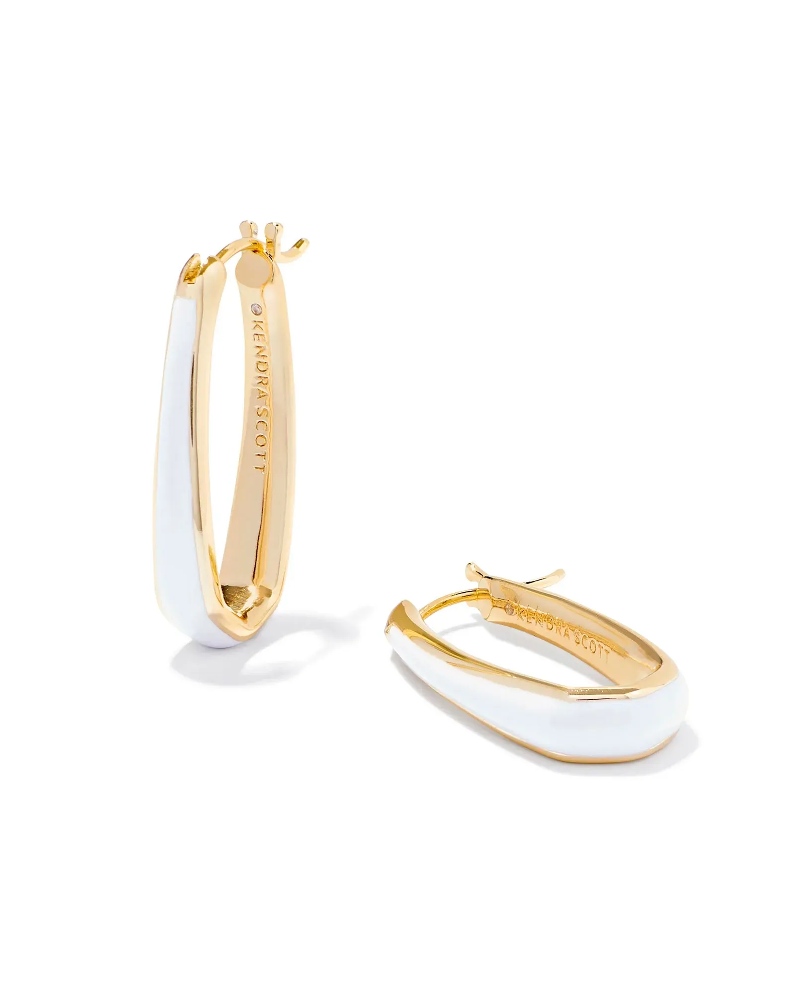 Kendra Scott Kelsey Gold & White Hoop Earrings