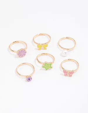 Kids Star & Bow Ring 6-Pack