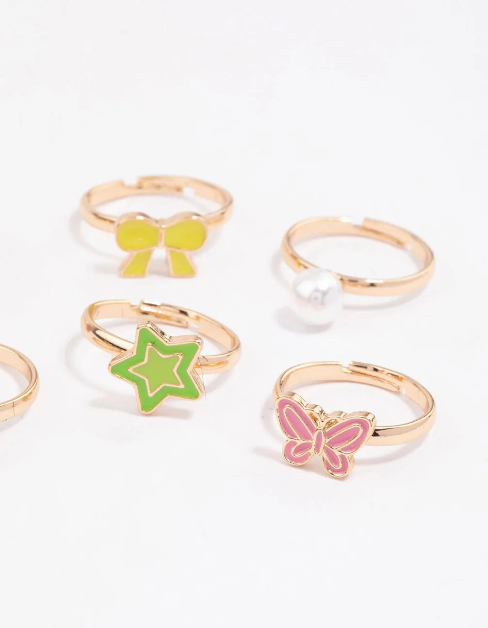 Kids Star & Bow Ring 6-Pack