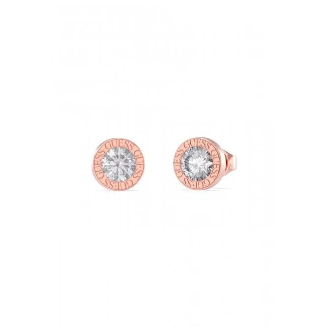 Ladies Rose Gold Plated 10mm Clear Crystal Stud Earrings UBE02244RG