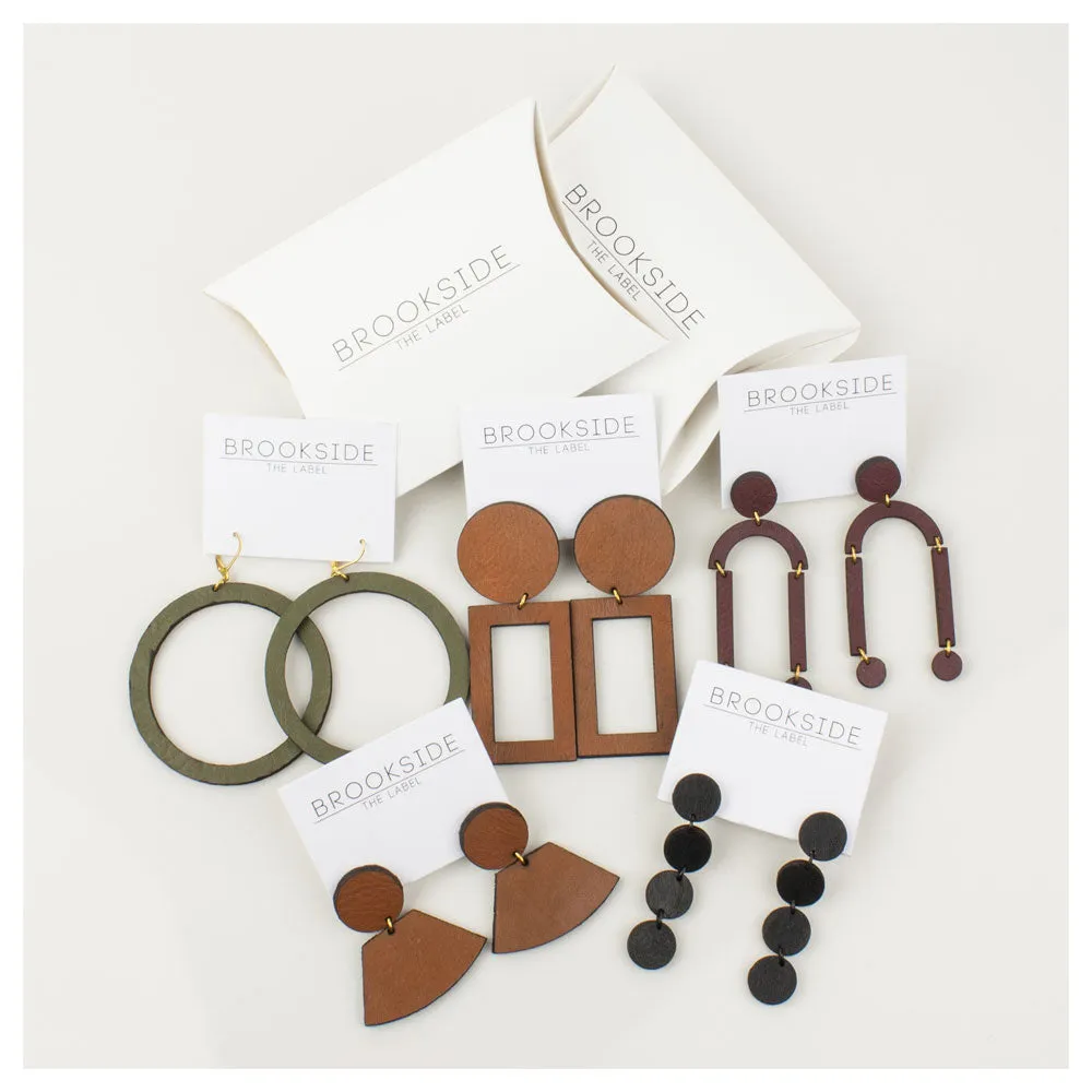 Leather Rectangle Cut Out Studs - Tan