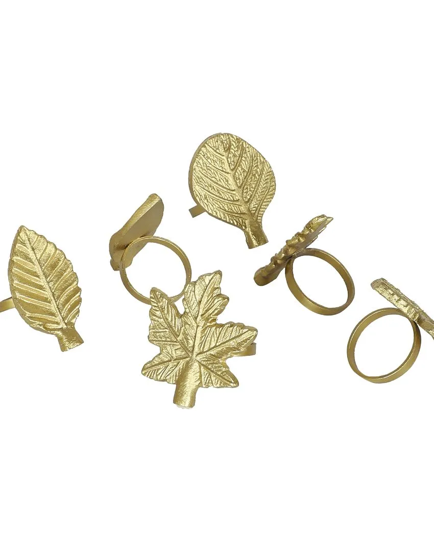 Leaves Aluminium Napkin Rings| Gold | Set Of 6