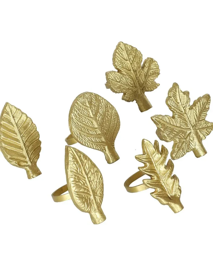 Leaves Aluminium Napkin Rings| Gold | Set Of 6