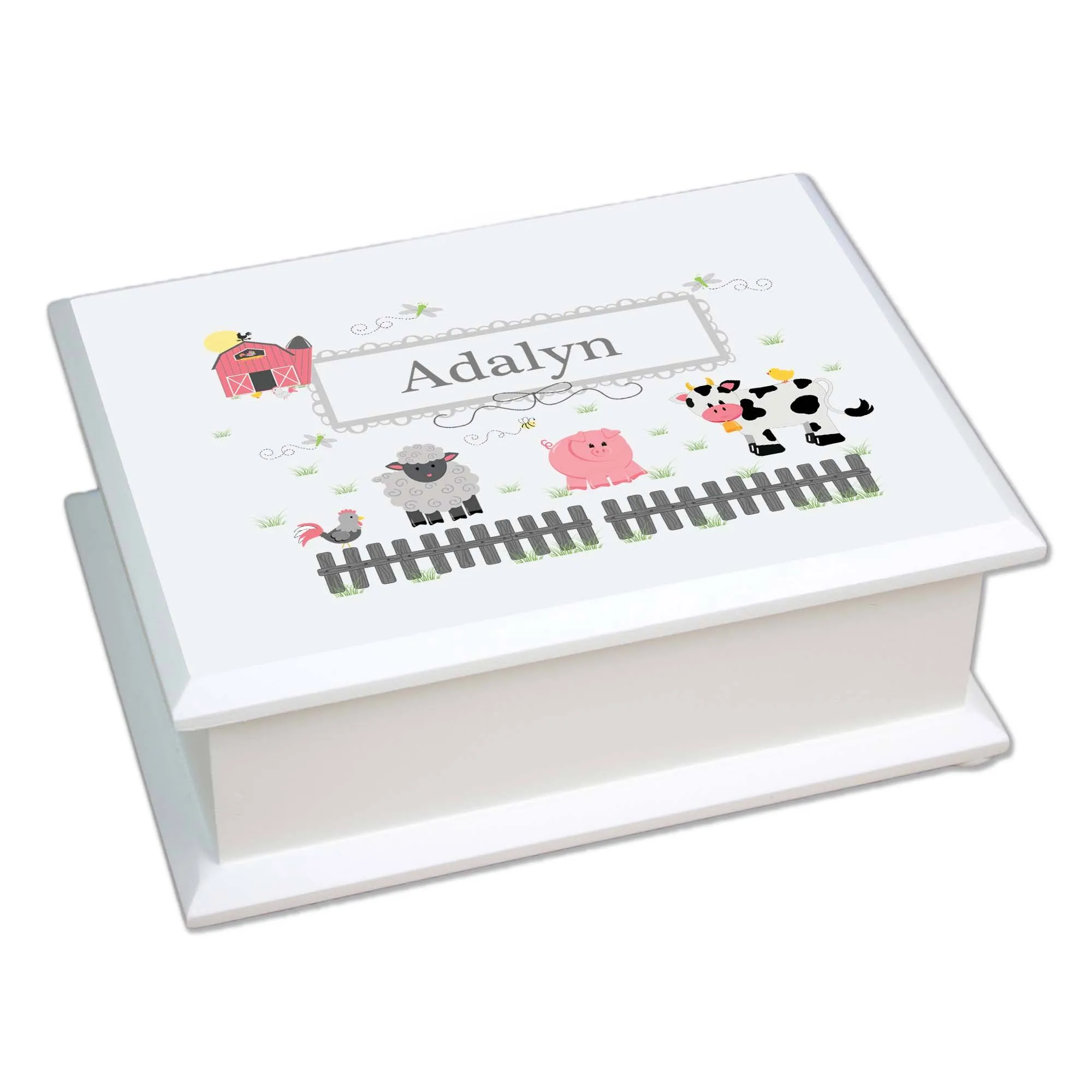 Lift Top Jewelry Box - Barnyard Pastel