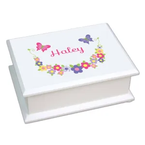 Lift Top Jewelry Box - Bright Butterfly Garland