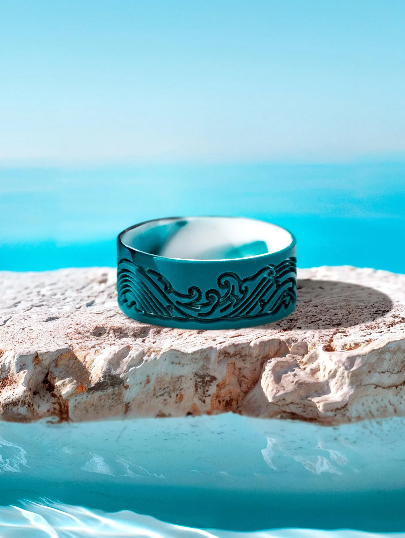 Men's Sea Breeze Teal/Ocean Marble Strata Ring