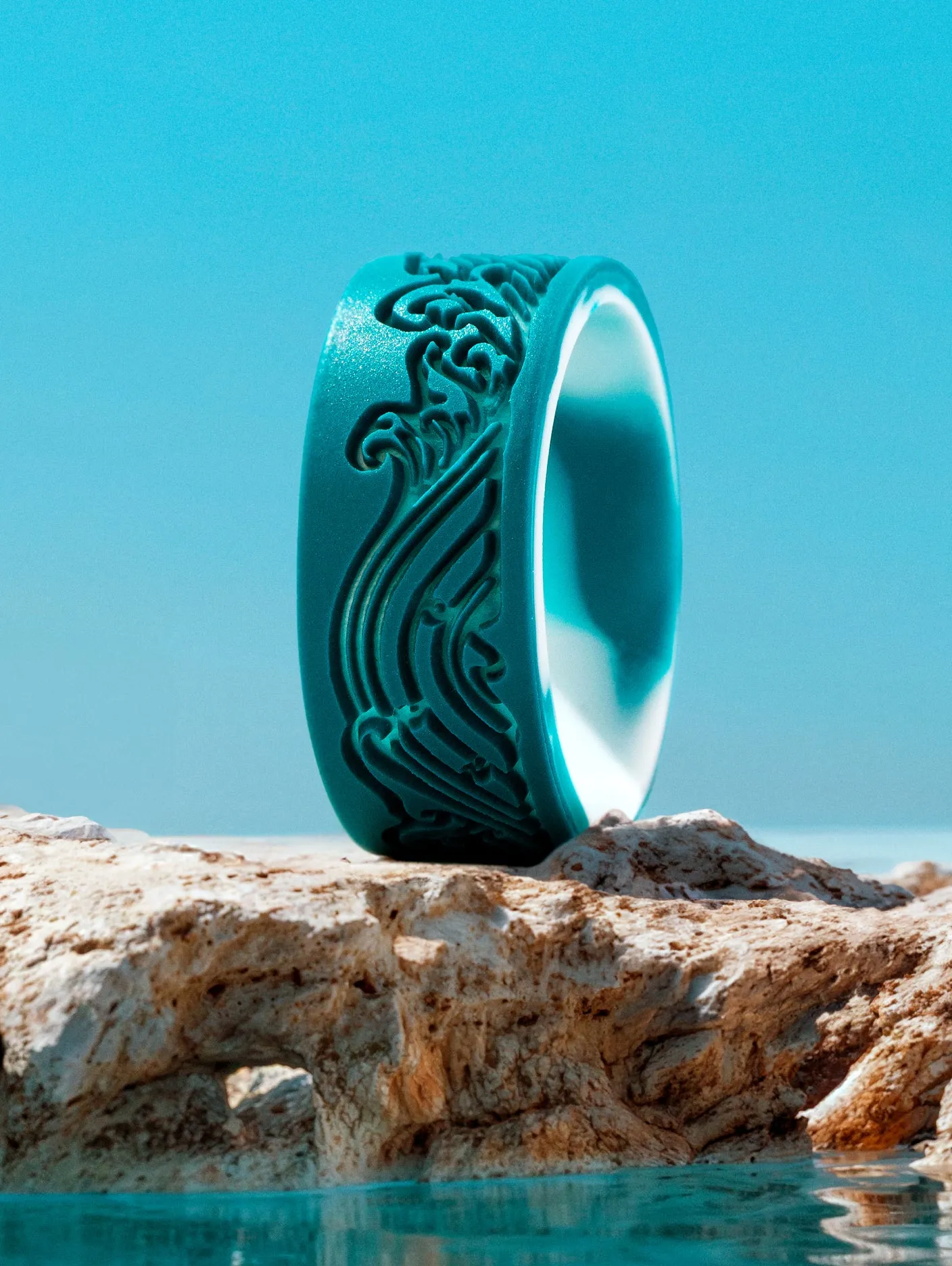 Men's Sea Breeze Teal/Ocean Marble Strata Ring