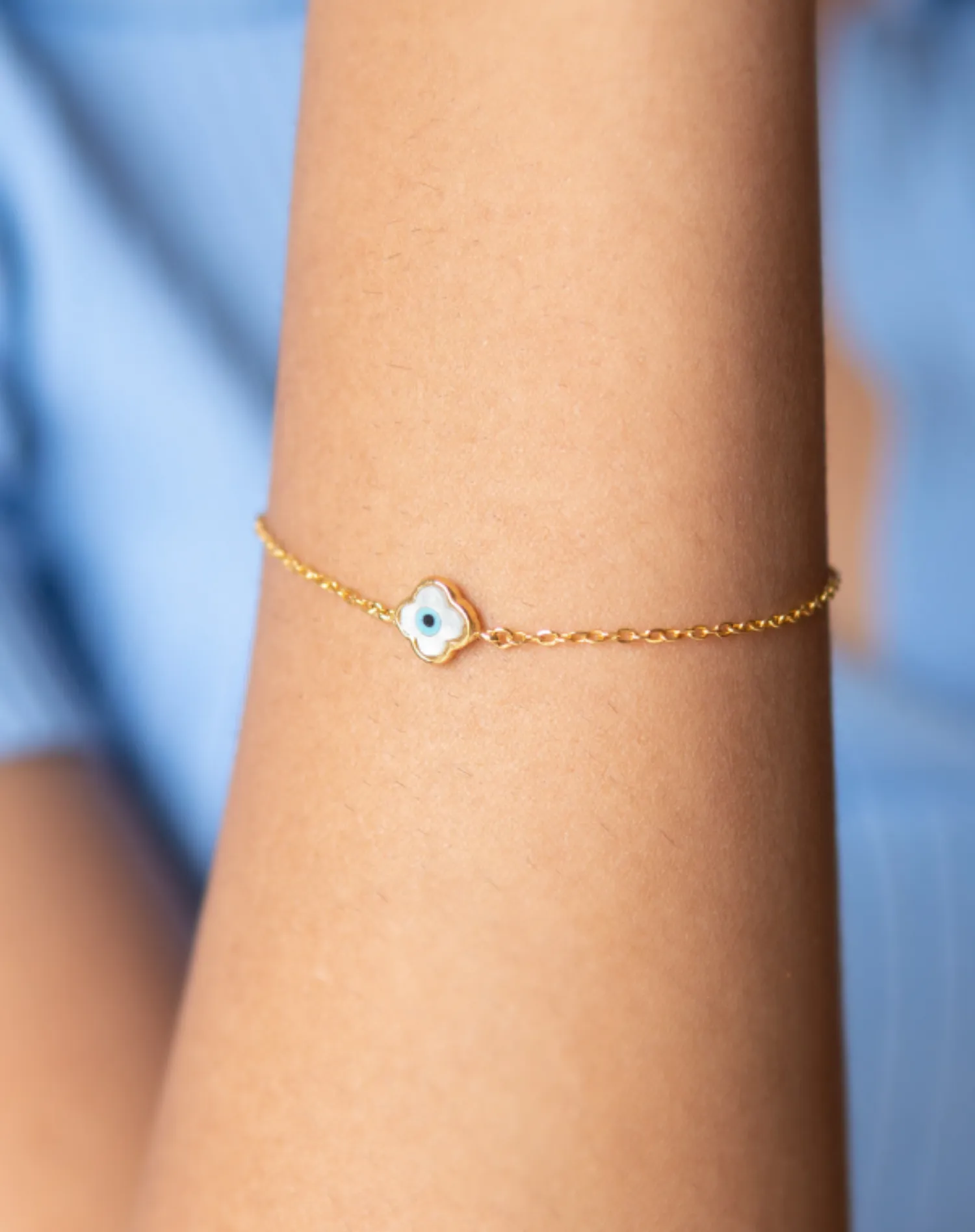 Mini Clover Evil Eye Bracelet