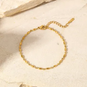 Minimal Oval Beaded Chain Bracelet