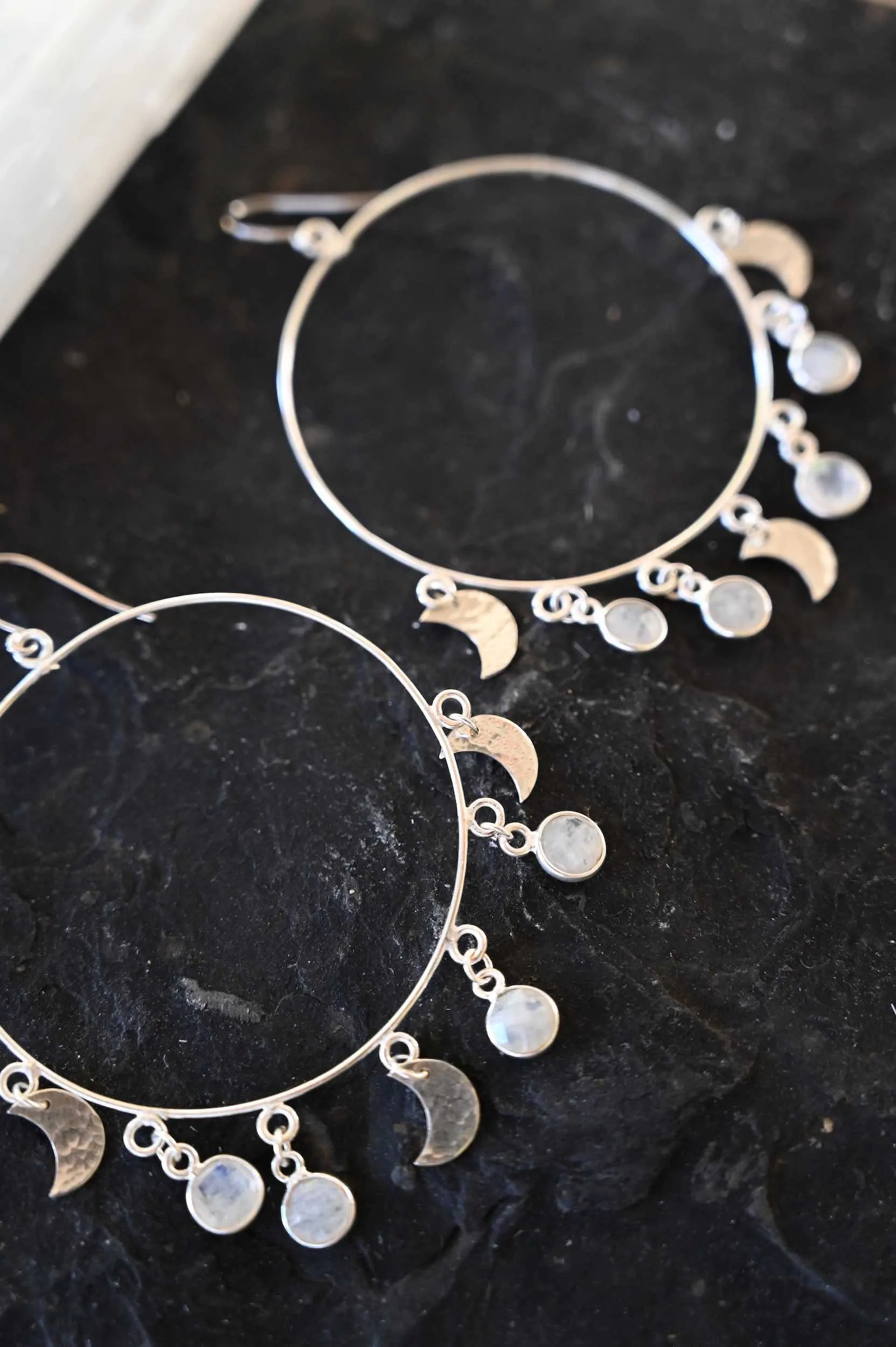 Moon Child Sterling Silver Moonstone Hoops