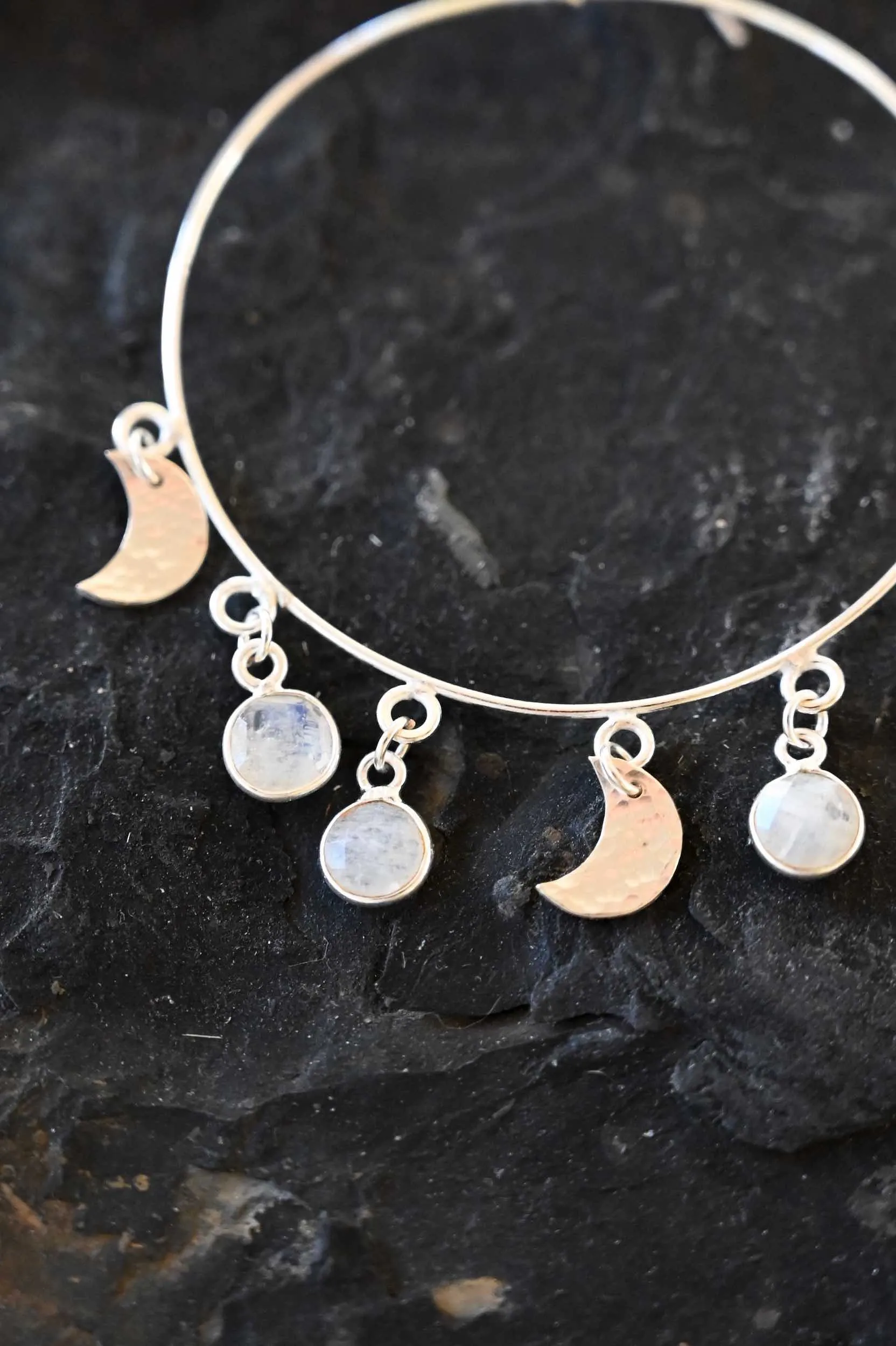 Moon Child Sterling Silver Moonstone Hoops