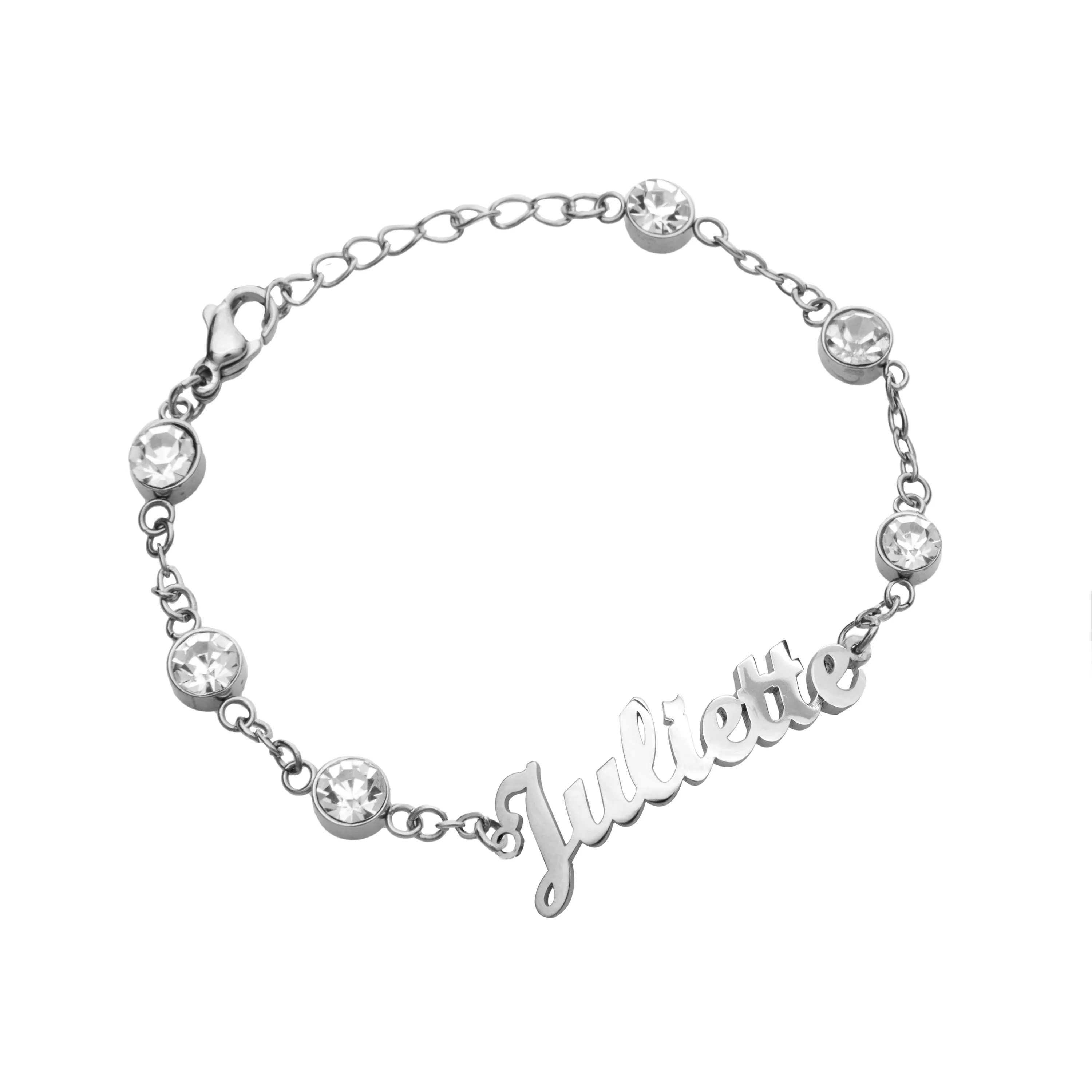 Name Bracelet/Anklet with Crystal Stone