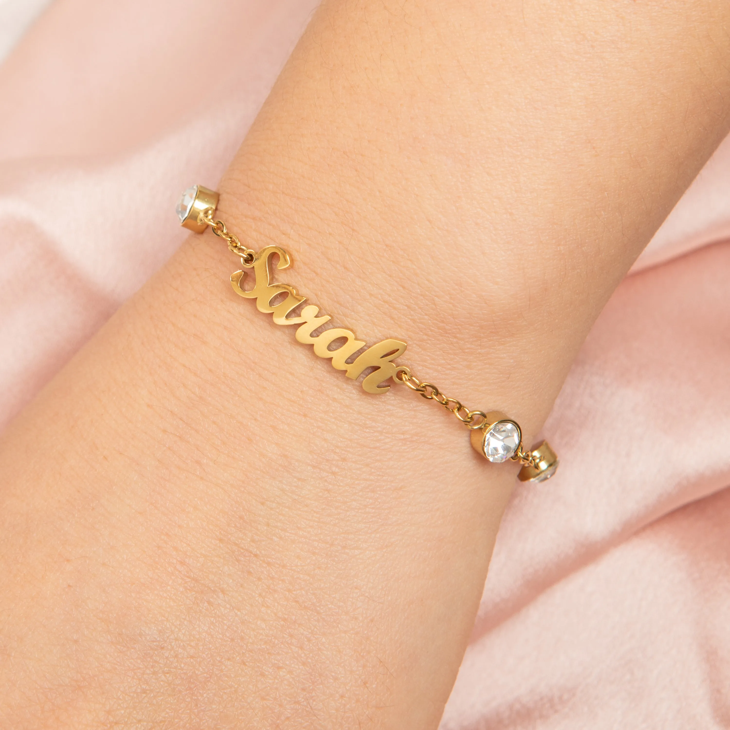 Name Bracelet/Anklet with Crystal Stone