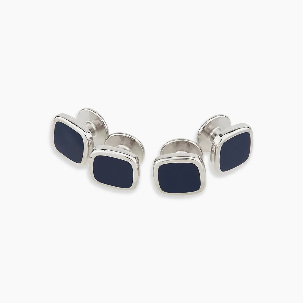 Navy Rounded Square Dress Studs