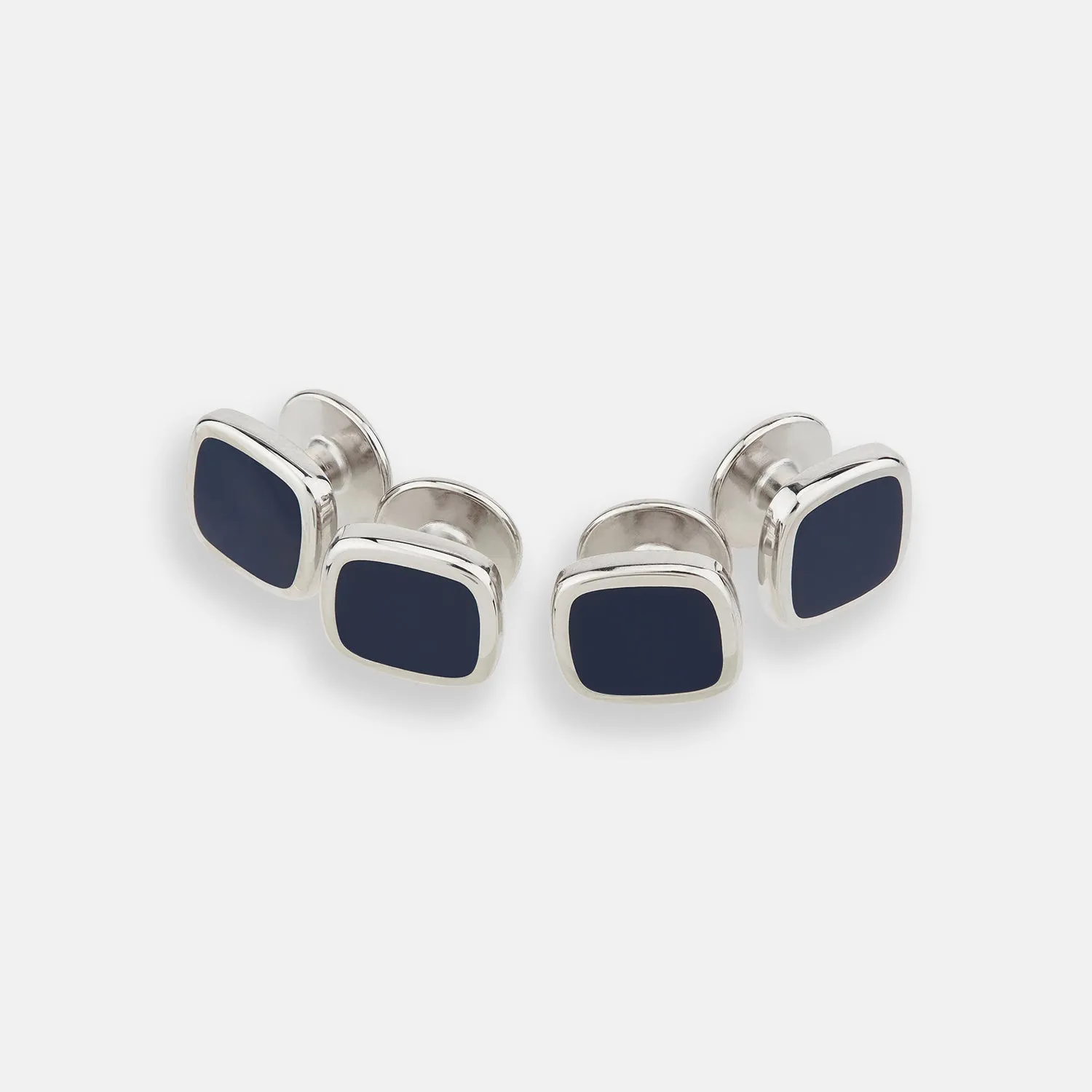 Navy Rounded Square Dress Studs