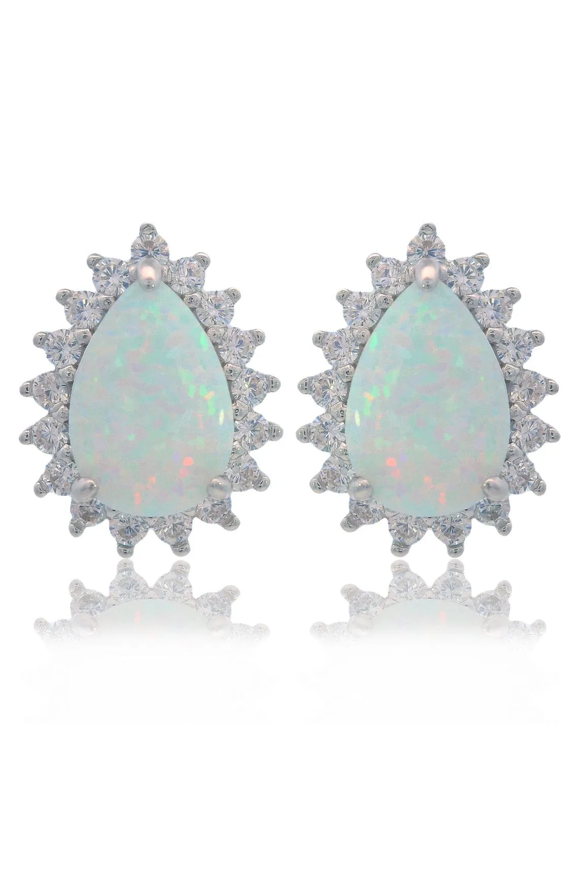 OPAL GLOW ROZELLE WHITE CREATED OPAL EARRINGS SILVER