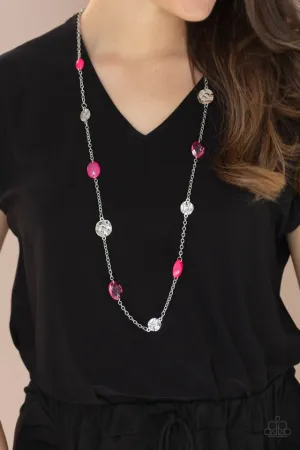 Paparazzi Necklace ~ Glossy Glamorous - Pink