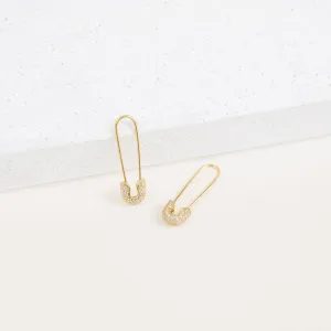 Pave Safety Pin Earrings