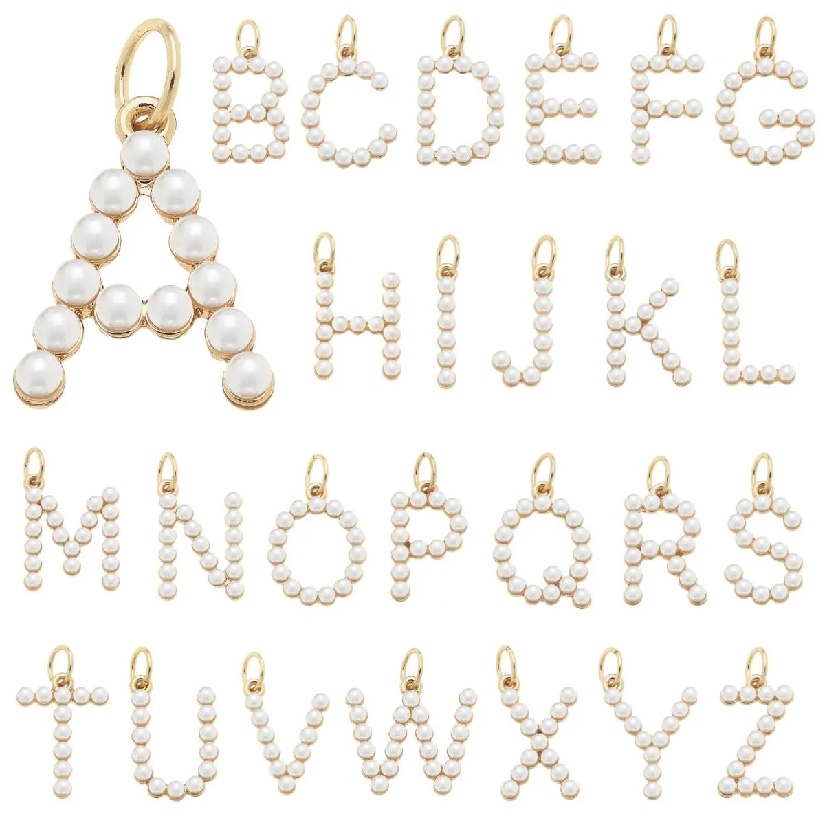 Pearl Studded Letter Charms Assortment