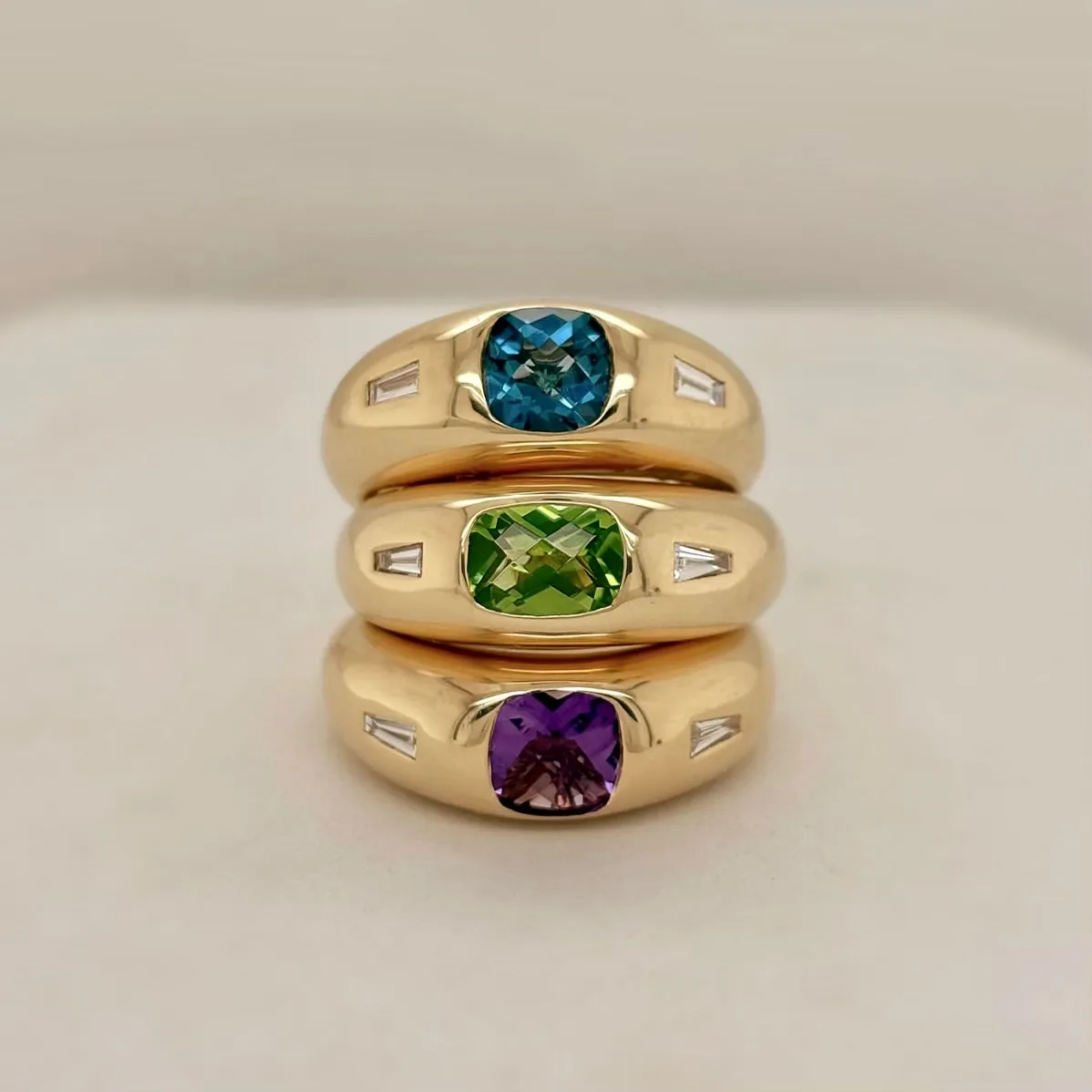 Peridot & Diamond Dome Ring