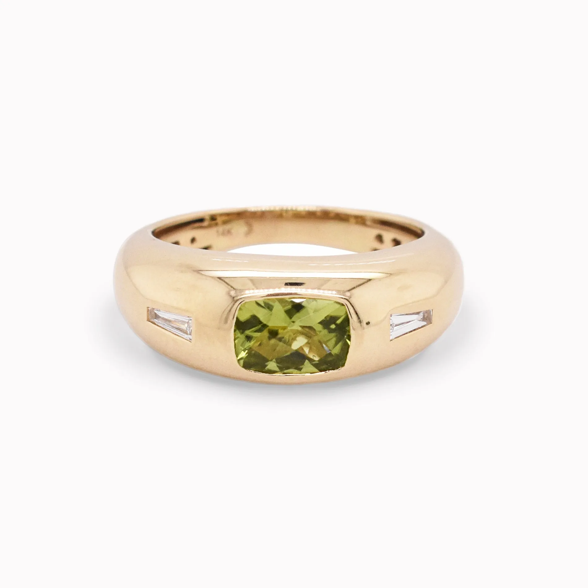 Peridot & Diamond Dome Ring