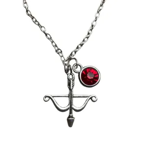 Personalized Archery Bow and Arrow Pendant- Birthstone