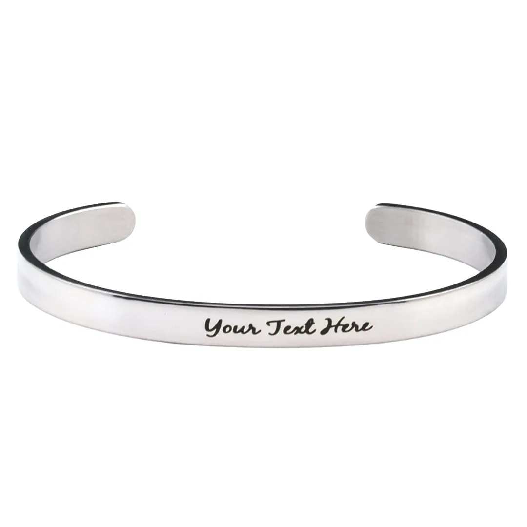 Personalized Bracelet 6mm Width Unisex Bracelet with Your Customized text