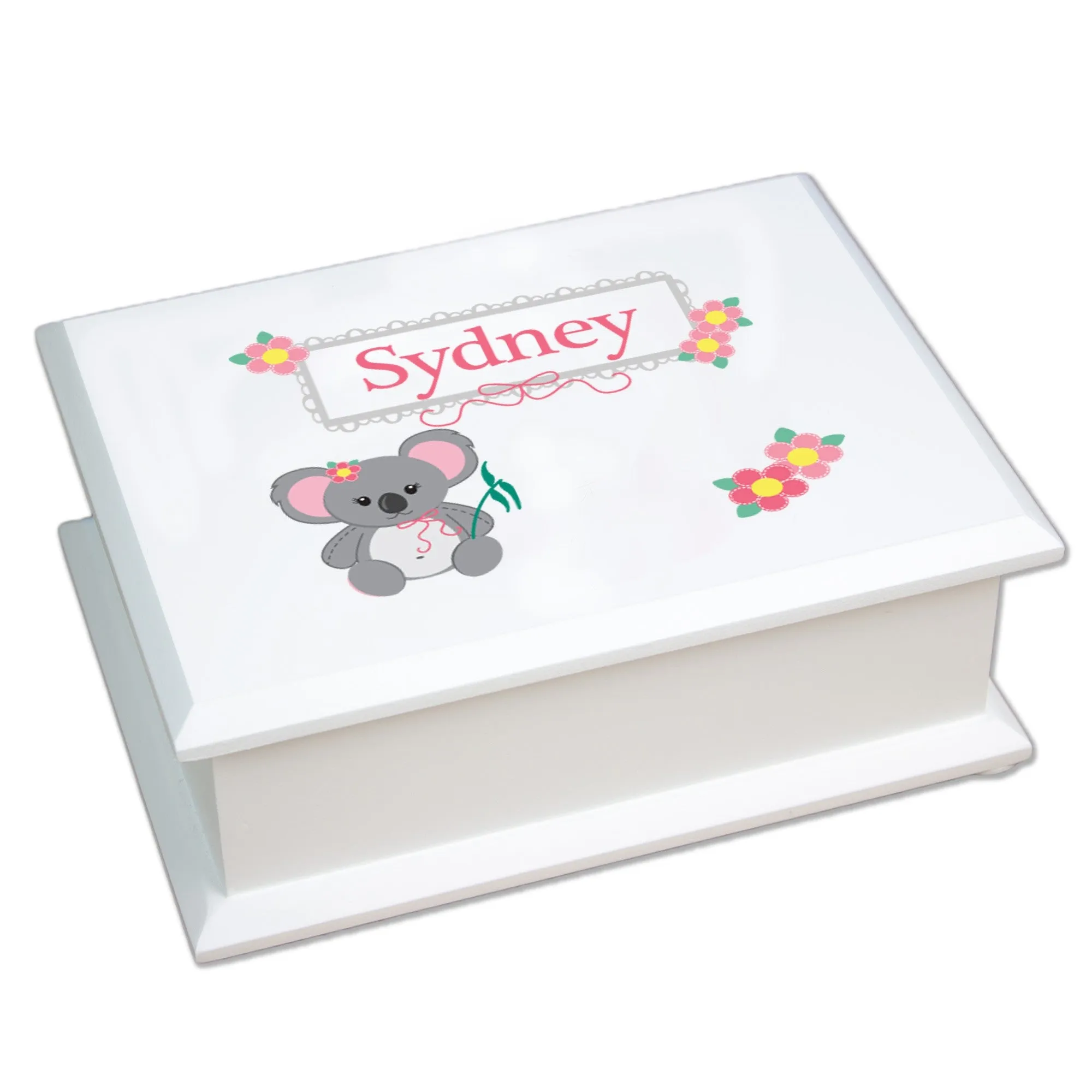 Personalized Lift Top Jewelry Box - Koala