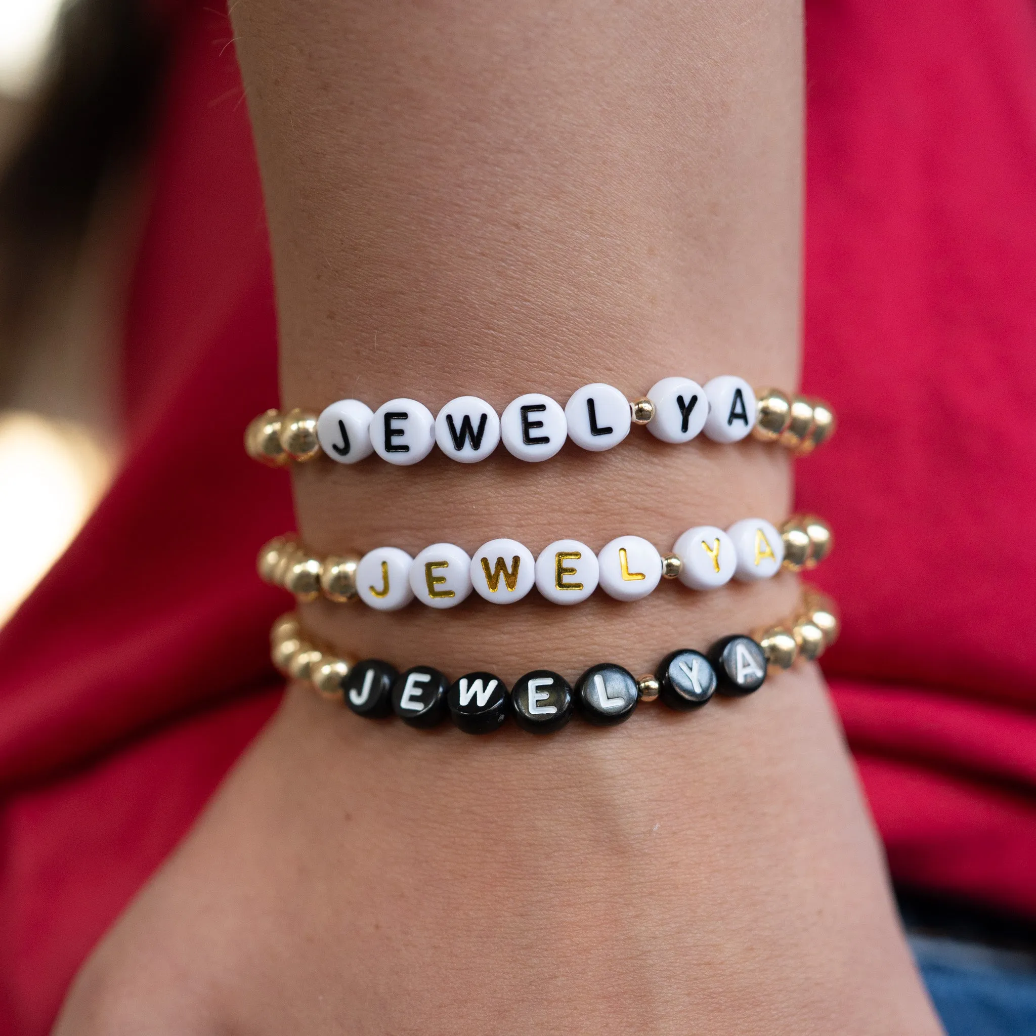 Personalized Sterling Silver Beaded Bracelet