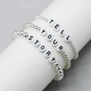 Personalized Sterling Silver Beaded Bracelet