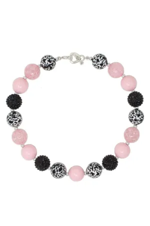 Pink Cow Print Bubblegum Necklace