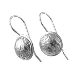 Pitted Matt Solid 925 Sterling Silver Drop Earrings