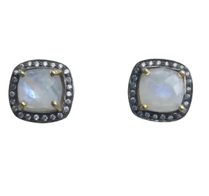 Rainbow Moonstone Stud Earrings