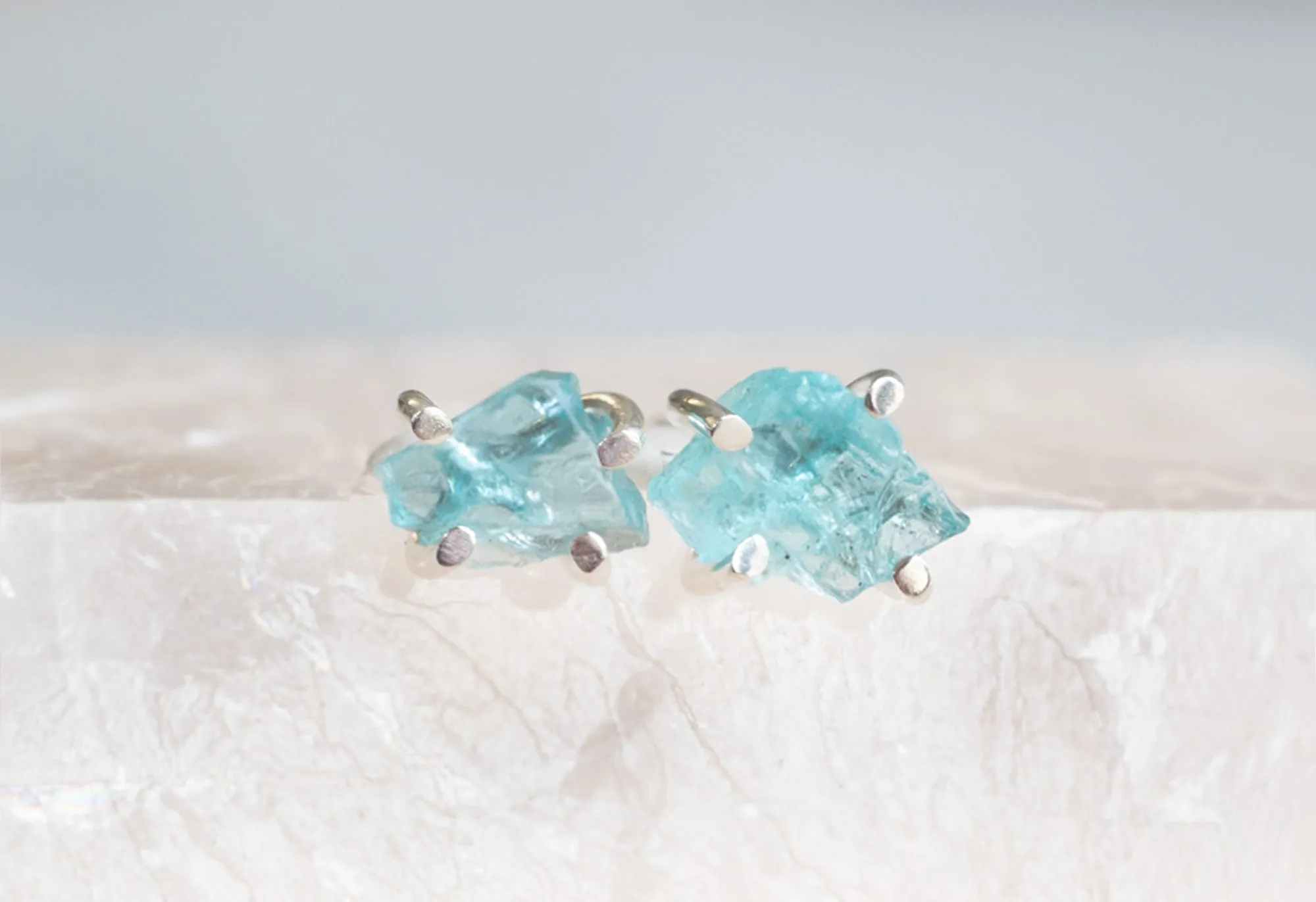 Raw Gemstone Stud Earrings