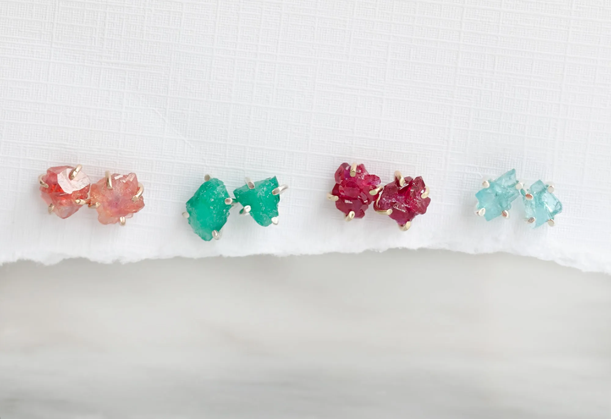 Raw Gemstone Stud Earrings