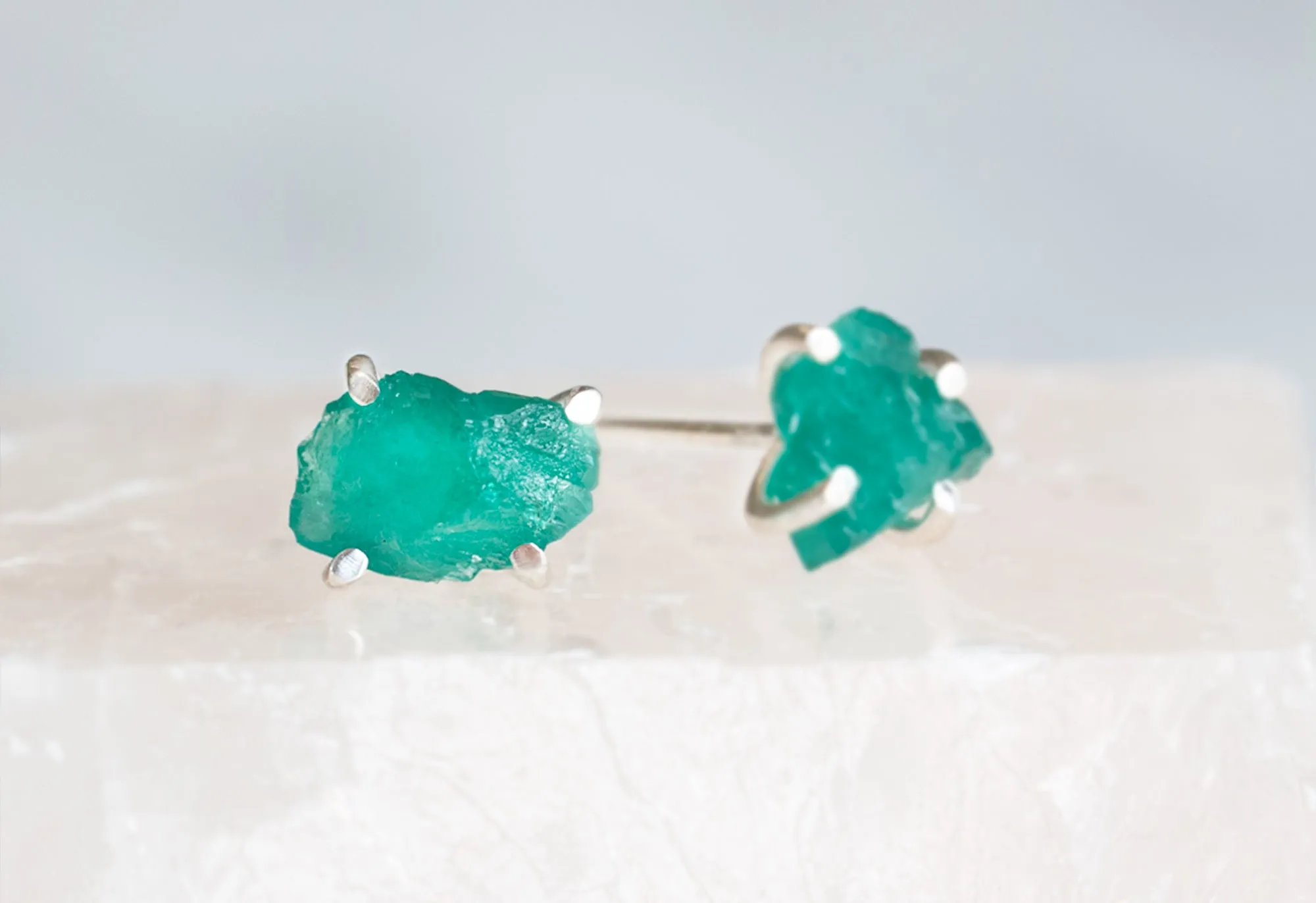 Raw Gemstone Stud Earrings