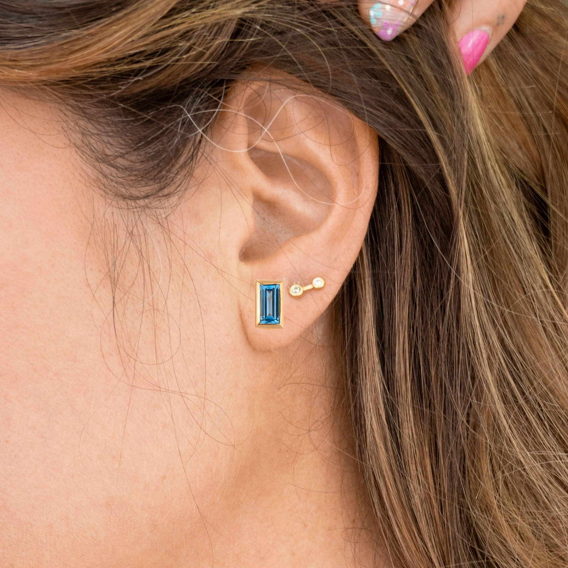 Rectangle Gemstone Glow Studs