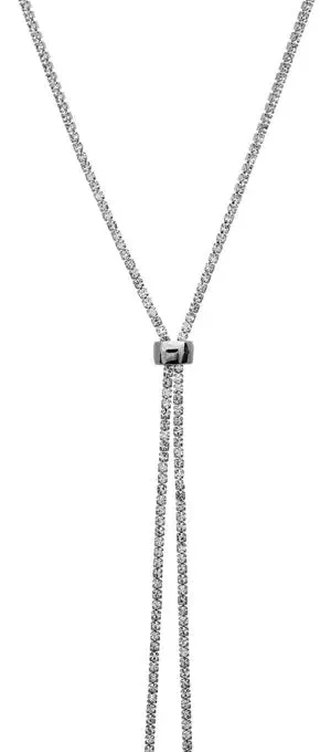 Rhinestone Lariat Necklace in Silver