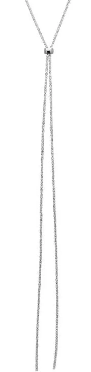 Rhinestone Lariat Necklace in Silver