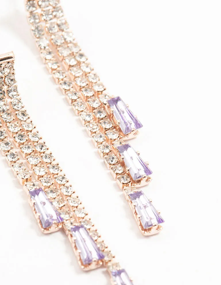 Rose Gold Fine Bag Cupchain Drop Earrings