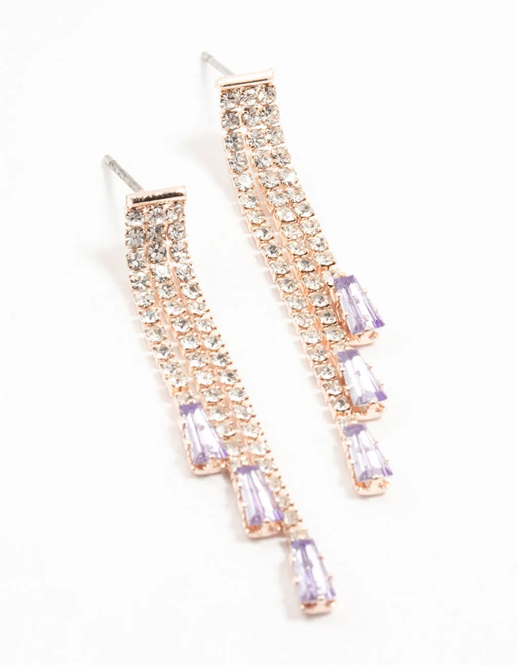 Rose Gold Fine Bag Cupchain Drop Earrings