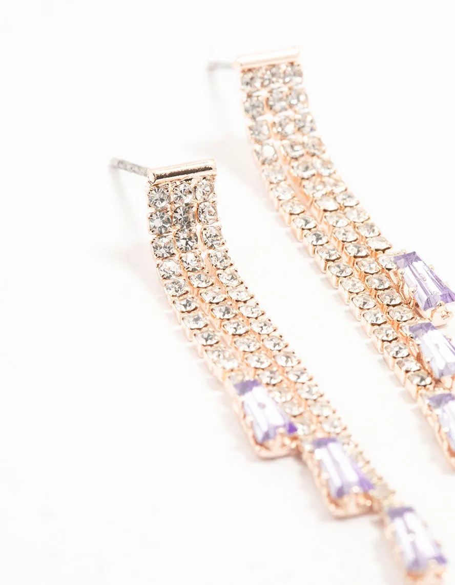 Rose Gold Fine Bag Cupchain Drop Earrings